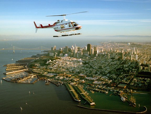 Bell 206L over San Francisco